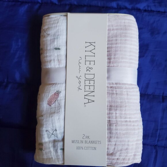 2 NWT Kyle & Deena PINK Baby Blankets Golf Themed 100% Soft Cozy Cotton Muslin - Picture 11 of 11